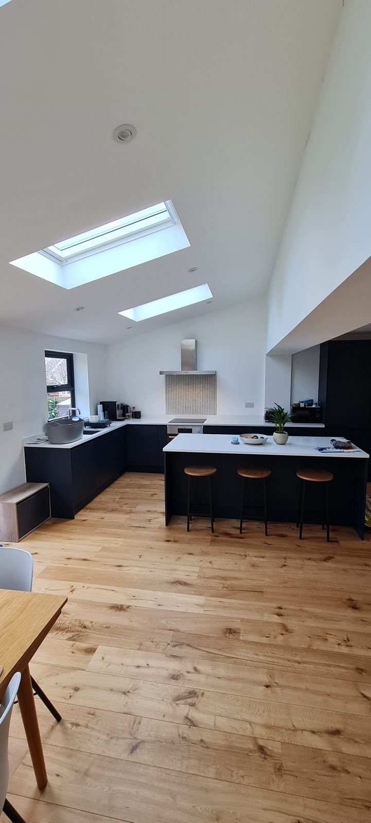 Vaulted kitchen extension with roof lights