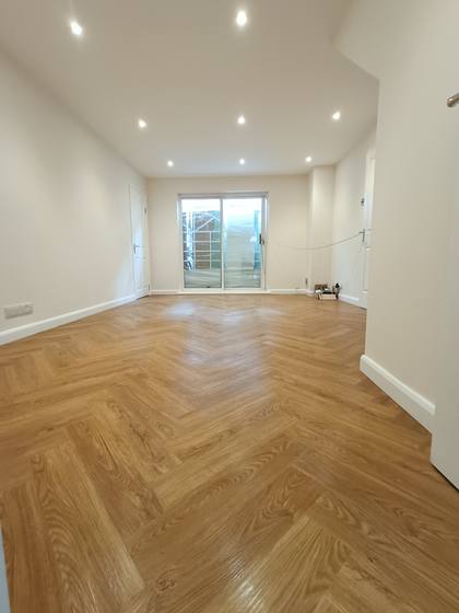 Herringbone floor, living room