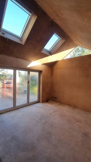 Vaulted extension, plastered