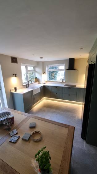 Kitchen with LED plinth lights