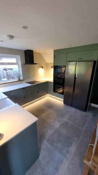 Kitchen and island